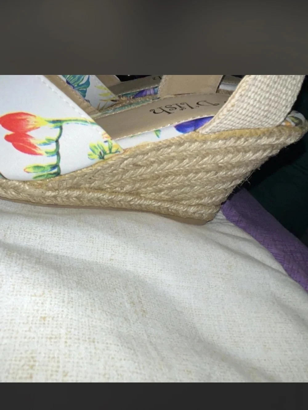 Xhilaration Cream Canvas Espadrille Wedge Sandals with Floral Insole